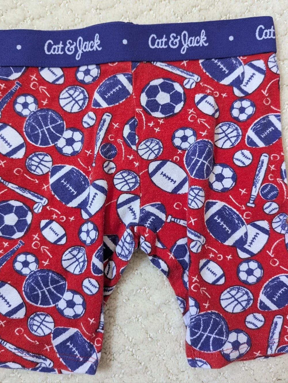 Cat & Jack Toddler Sports Theme Sleepwear Set (3pcs) - Red & Navy Size 4t